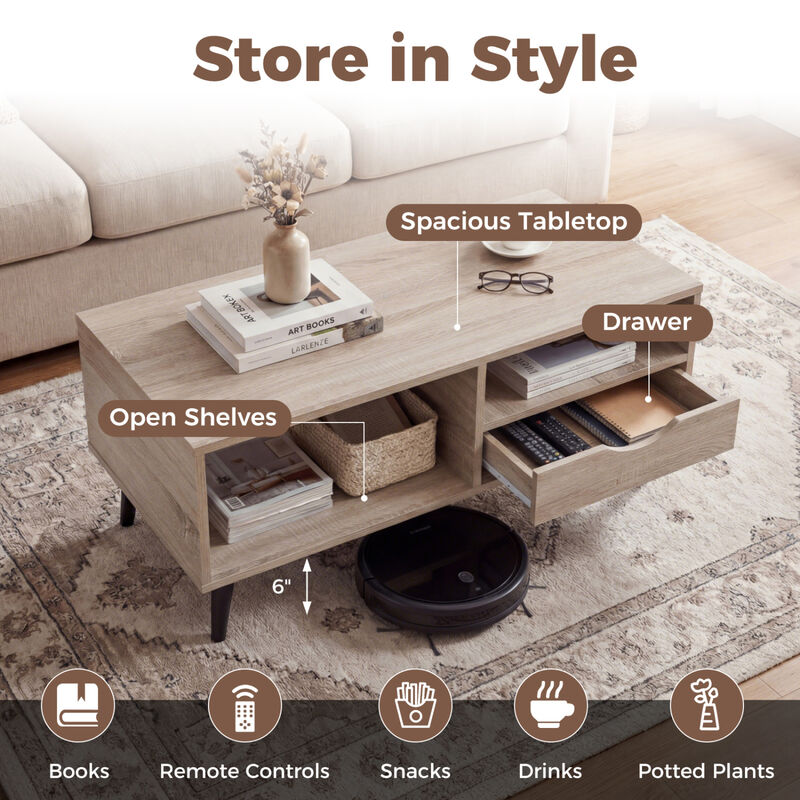 Living Room Coffee Table with Storage Space and Rectangle Design image number 6