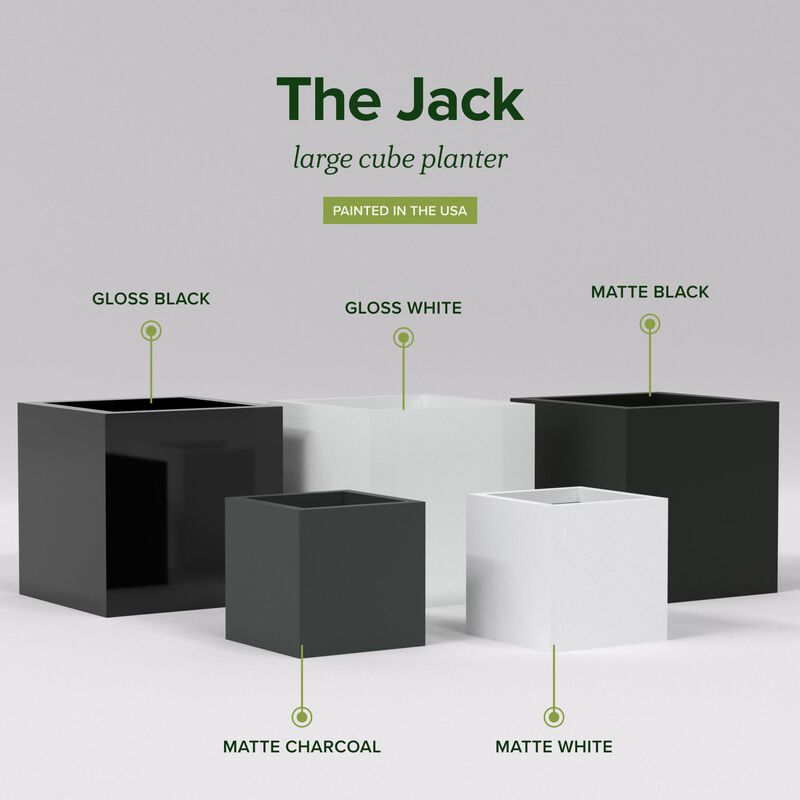 Greenline Fiberglass Jack Square Cube Planter - Indoor/Outdoor Large Fiberglass Lightweight Planter.