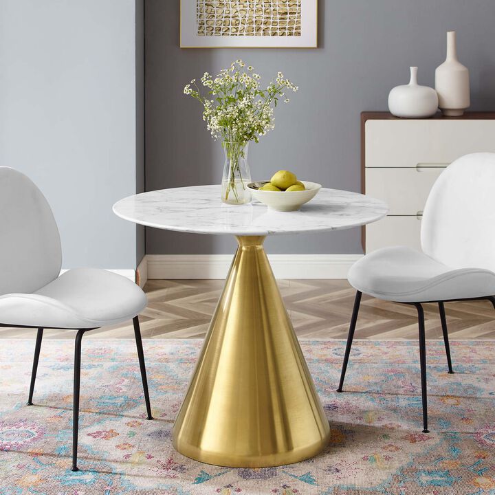 Modway - Tupelo 36" Artificial Marble Dining Table Gold White
