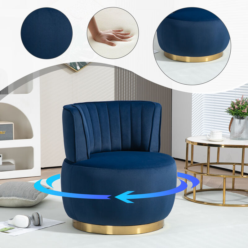 TATEUS 360 Degree Swivel Cuddle Barrel Accent Sofa Chairs, Round Armchairs with Wide Upholstered, Fluffy Velvet Fabric Chair for Living Room, Bedroom, Office, Waiting Rooms image number 3