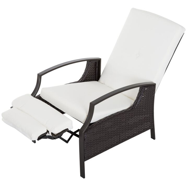 Acacia Wood Chaise Lounge: Foldable Outdoor Chair with Cushion
