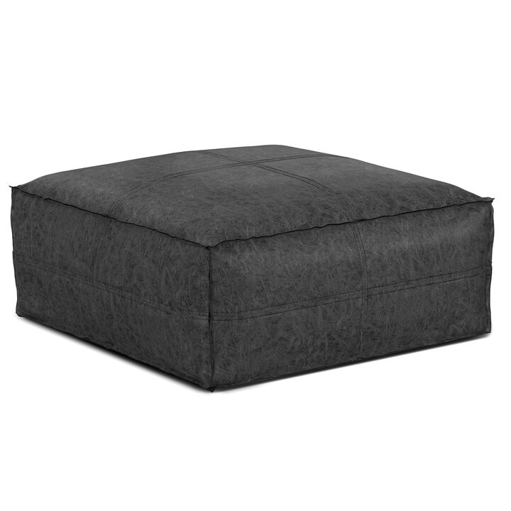 Simpli Home Brody Large Square Coffee Table Pouf