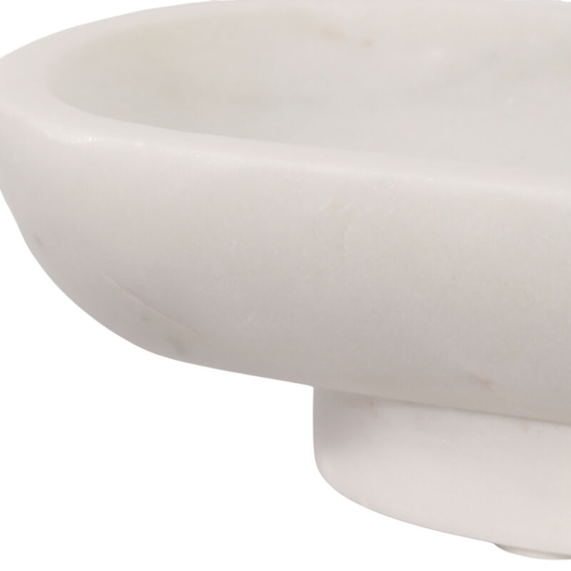 24x6" Long Oval Footed Marble Bowl, White image number 5