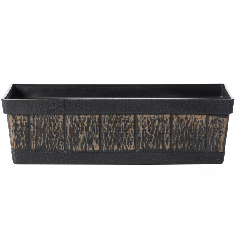 Outdoor and Indoor Rectangle Trough Plastic Planter Box, Vegetables or Flower Planting Pot, Brown Small