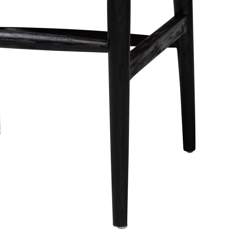 bali & pari Fika Wishbone Dining Chair with Handwoven Seagrass Seat - Mahogany Wood Frame Armchair for Modern Coastal Dining Rooms, Black image number 5