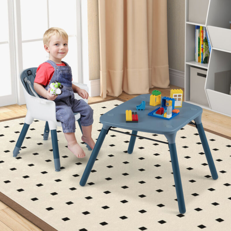 4-in-1 Kids Table Chair Set Convertible with Comfortable PU Cushion image number 3