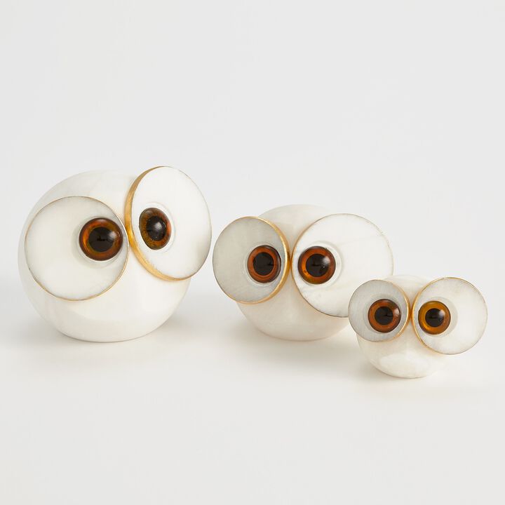 Alabaster Big Eyed Owl-Medium