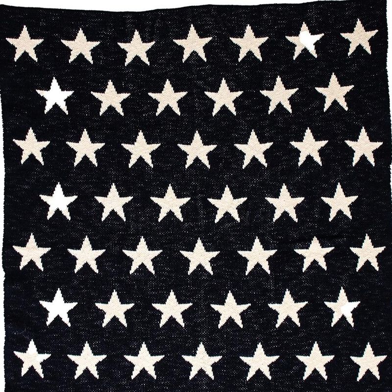 HomeRoots Navy Blue And White Stars Knitted Baby Blanket image number 4