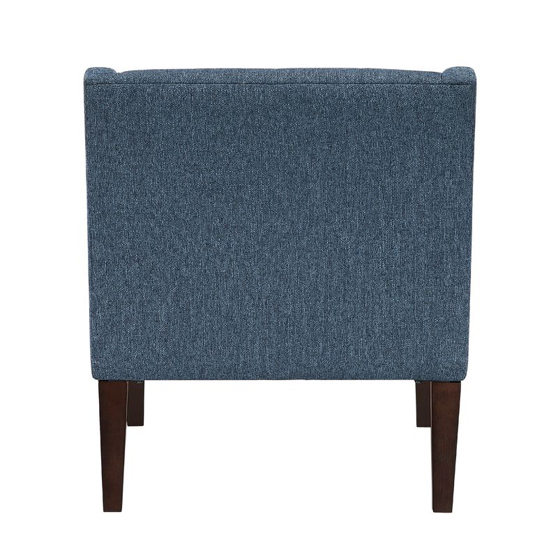 Ginna Accent Armchair, Button Tufted Blue Polyester, Brown Legs