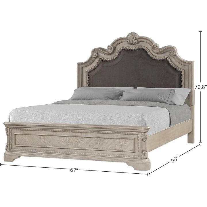Coventry Grey Uph Panel Queen Bed