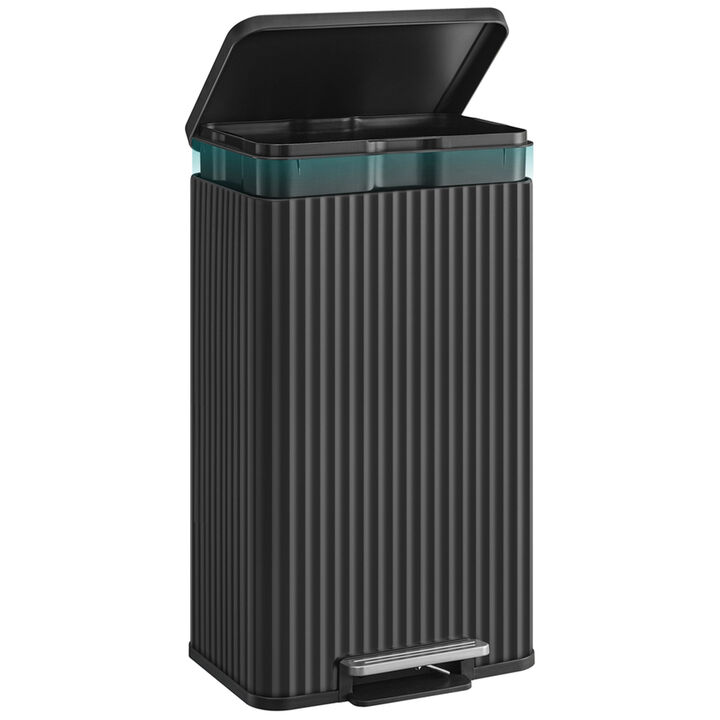 50 Liter Stainless Steel Trash Can with Lid Removable Inner Bucket