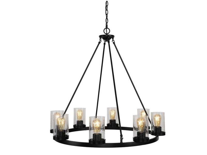 Pablo 8-Light Iron/Seeded Glass Bohemian Cottae LED Chandelier