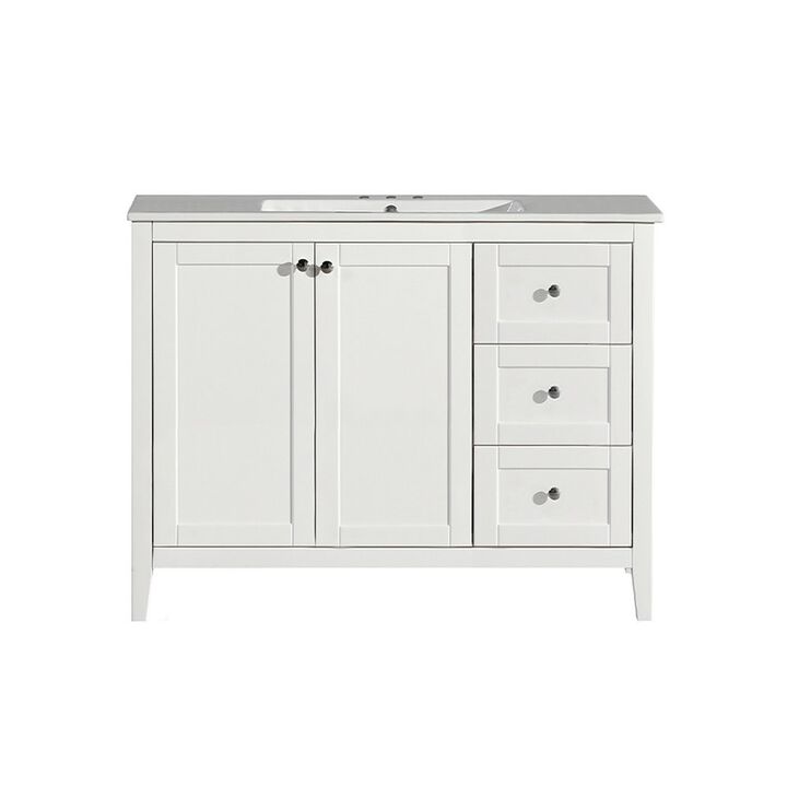 Cannes 48 in. White Bathroom Vanity with 3-Hole Ceramic Sink Top
