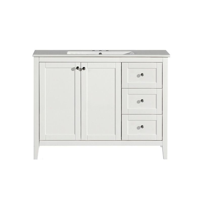 Cannes 48 in. White Bathroom Vanity with 3-Hole Ceramic Sink Top image number 0