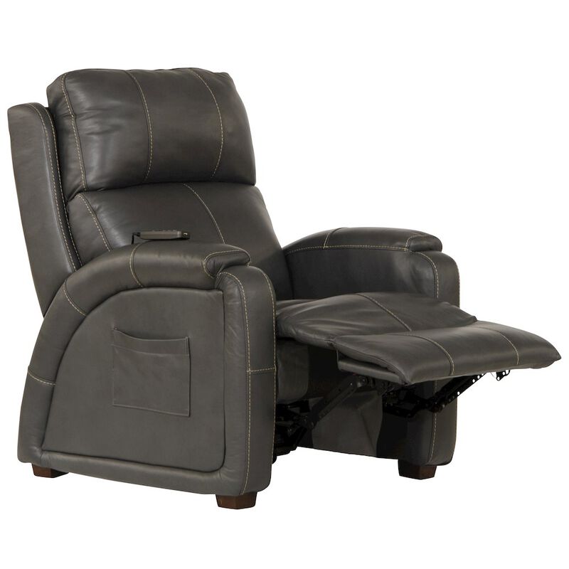 Catnapper Reliever Leather Power Lay Flat Recliner with Power Adjustable Headrest