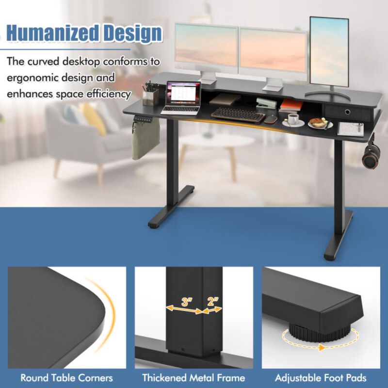 Hivvago 63 Inch x 24 Inch Electric Standing Desk with 2 Drawers