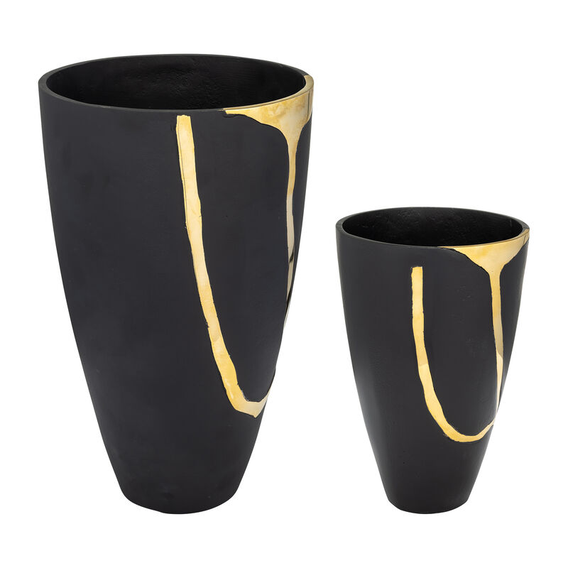 S/2 Metal Cracked Design Vases image number 2