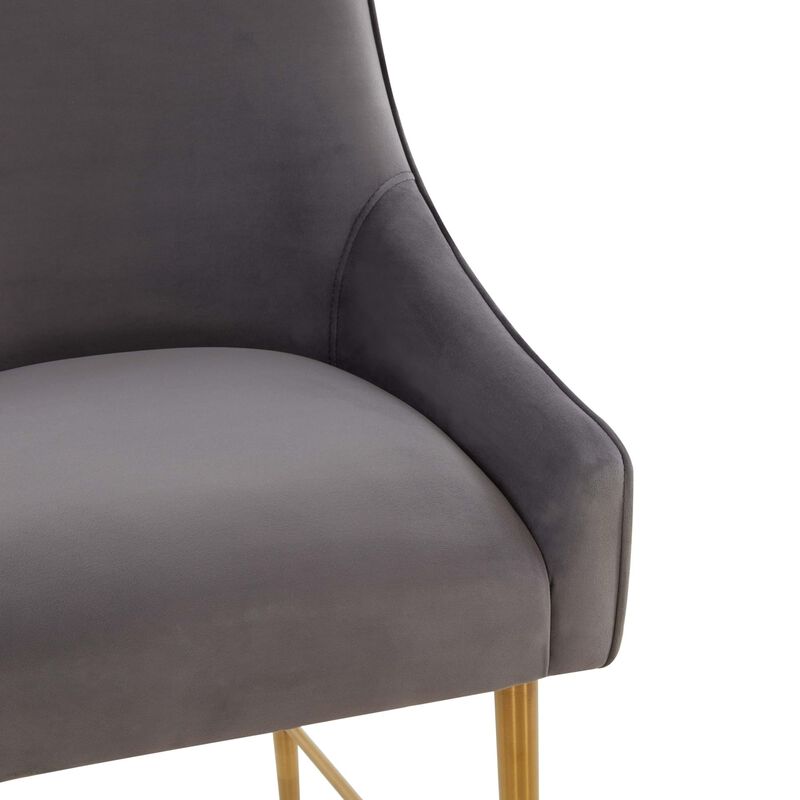 Casafoyer Beatrix Dark Grey Velvet Bar Stool - Gold Legs image number 4