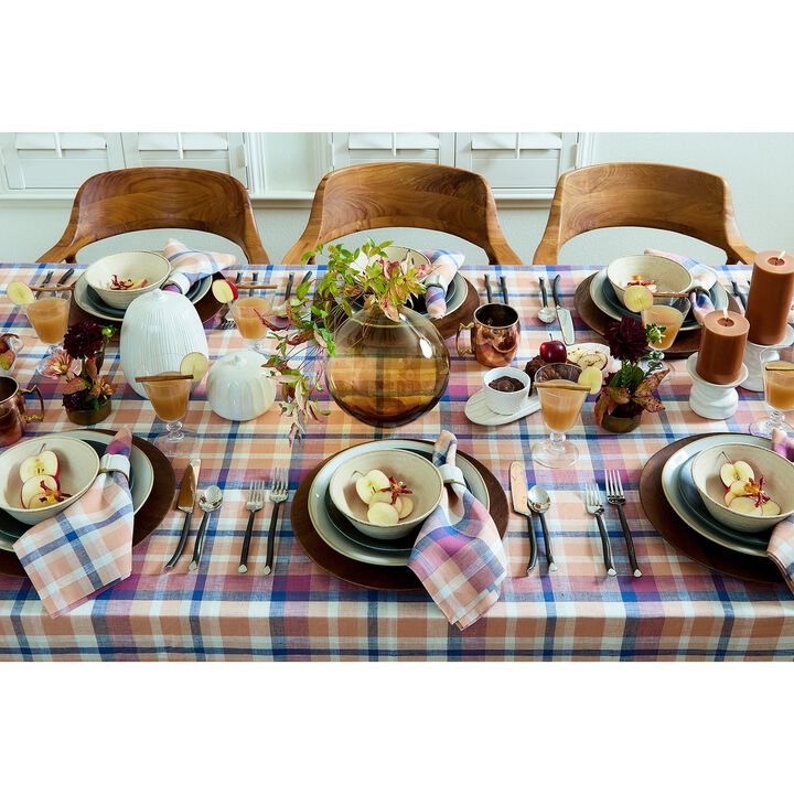Solino Home 100% Pure Linen Table Throw - Fall Flavors Madras