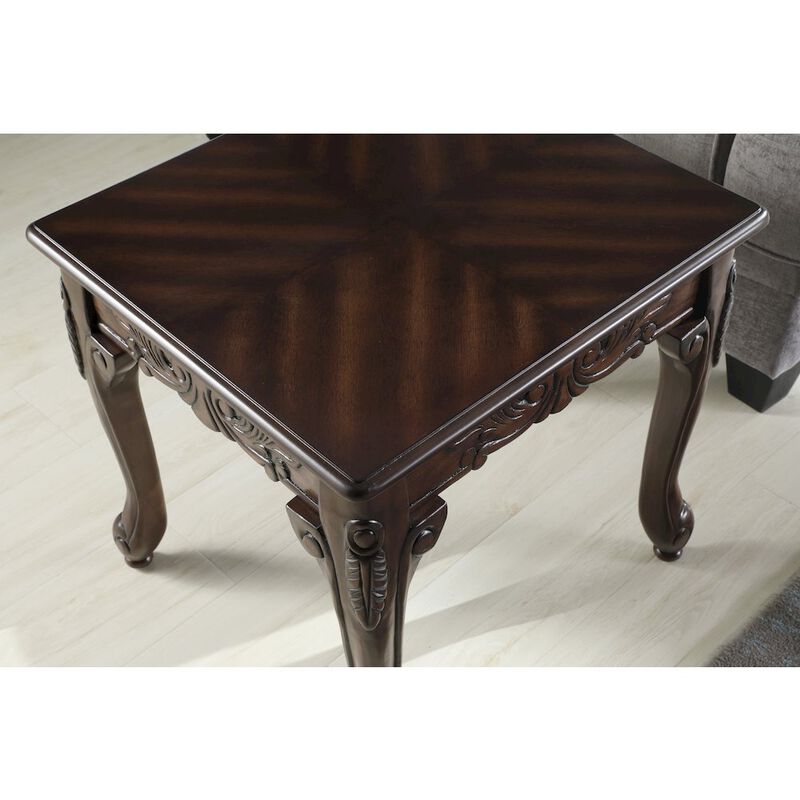 Roundhill Furniture Blush 3-Pc Dark Cherry Finish Wood Coffee & End Table Set