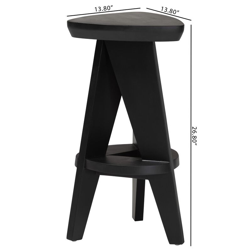 bali & pari Roy Wood Counter Stool - Sculptural Backless Accent Stool with Geometric Base and Integrated Footrest image number 7