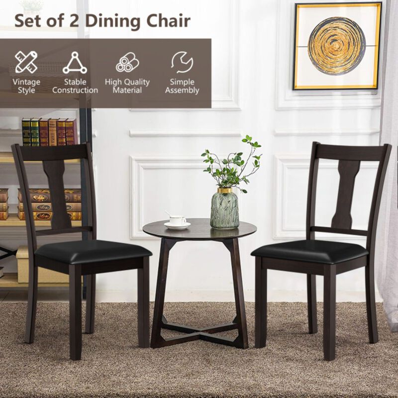 Set of 2 Dining Room Chair with Rubber Wood Frame and Upholstered Padded Seat