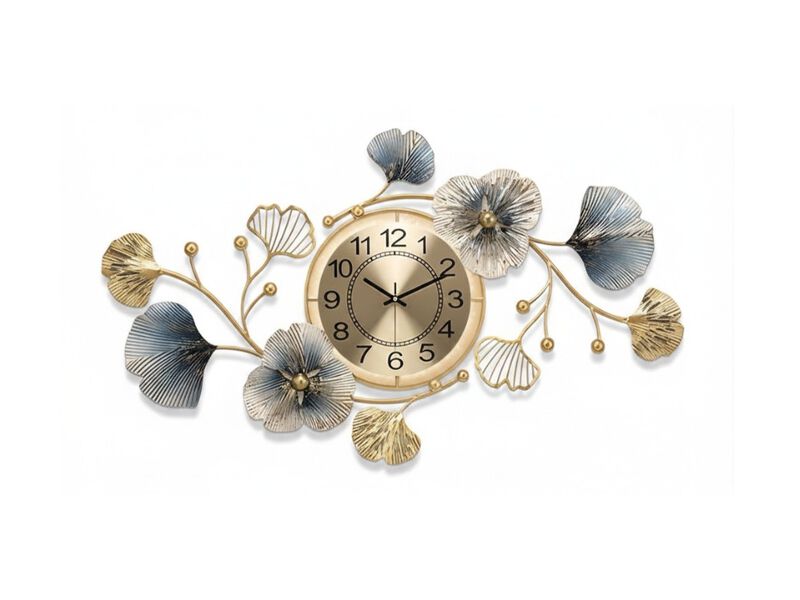 33.6" Large Metal LED Wall Clock - Silent 3D Ginkgo Leaf Decor for Living Room & Office image number 0