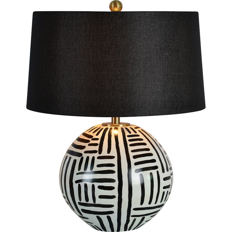 24.5" Spherical Ceramic Table Lamp with Black Modified Drum Shade