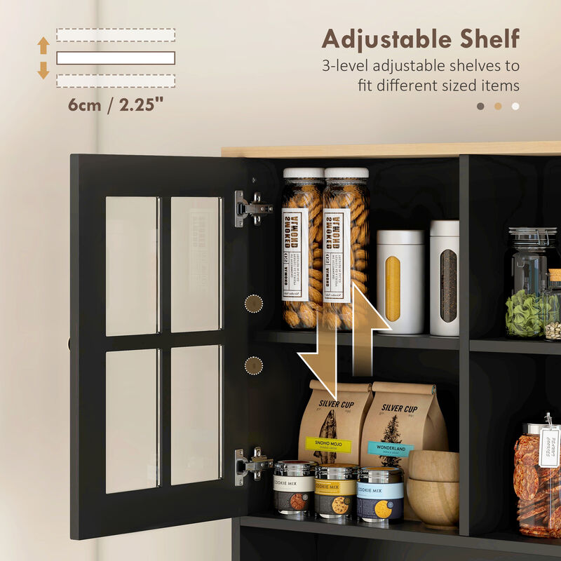 Hivvago 72" Kitchen Cabinet with Hutch and Glass Doors image number 5