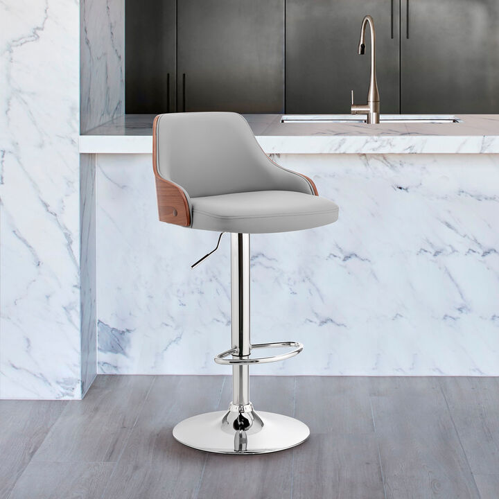 Asher Adjustable Faux Leather Bar Stool