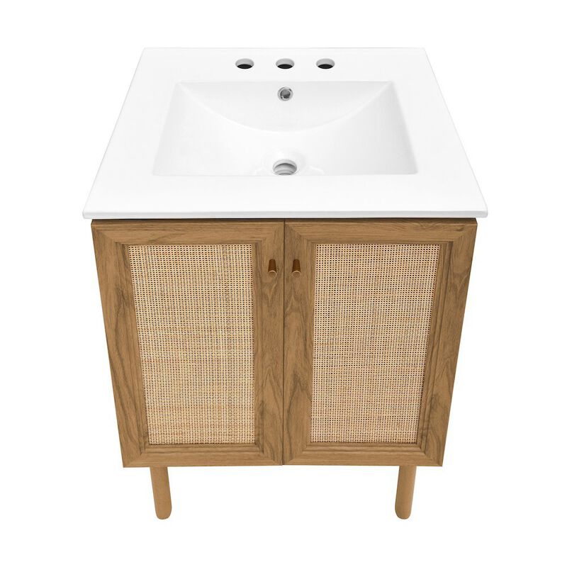 24" Freestanding Bathroom Vanity with 3-Hole Centerset Sink Top image number 3