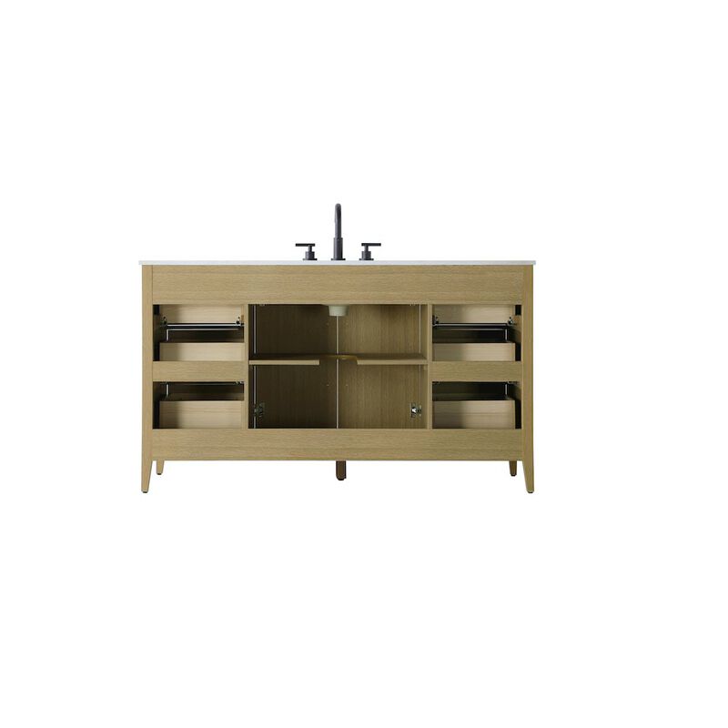 Elegant Kitchen and Bath 60 Inch Single Bathroom Vanity In Honey Brown