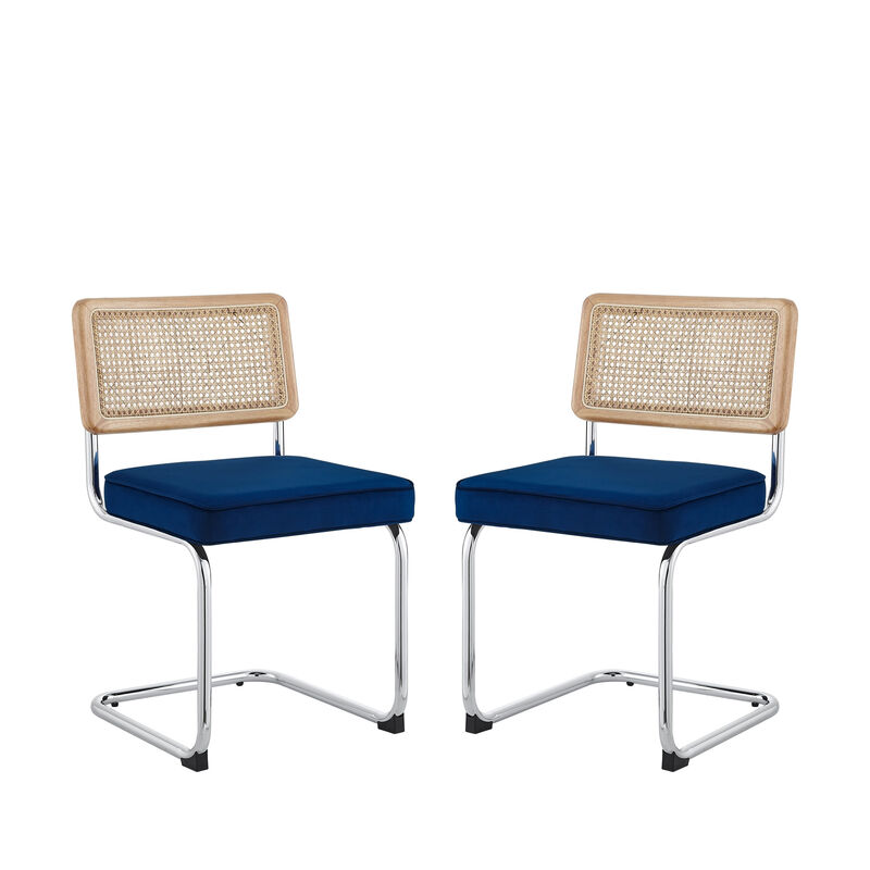 Set of Two Upholstered Velvet Dining Side Chairs
