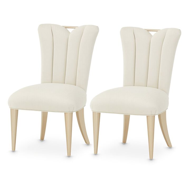 Elegant Upholstered Dining Chairs Set of 2 &ndash; Champagne Finished Side Chairs