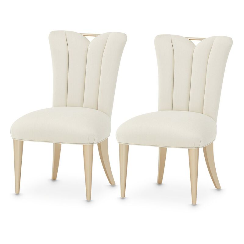Elegant Upholstered Dining Chairs Set of 2 &ndash; Champagne Finished Side Chairs image number 0
