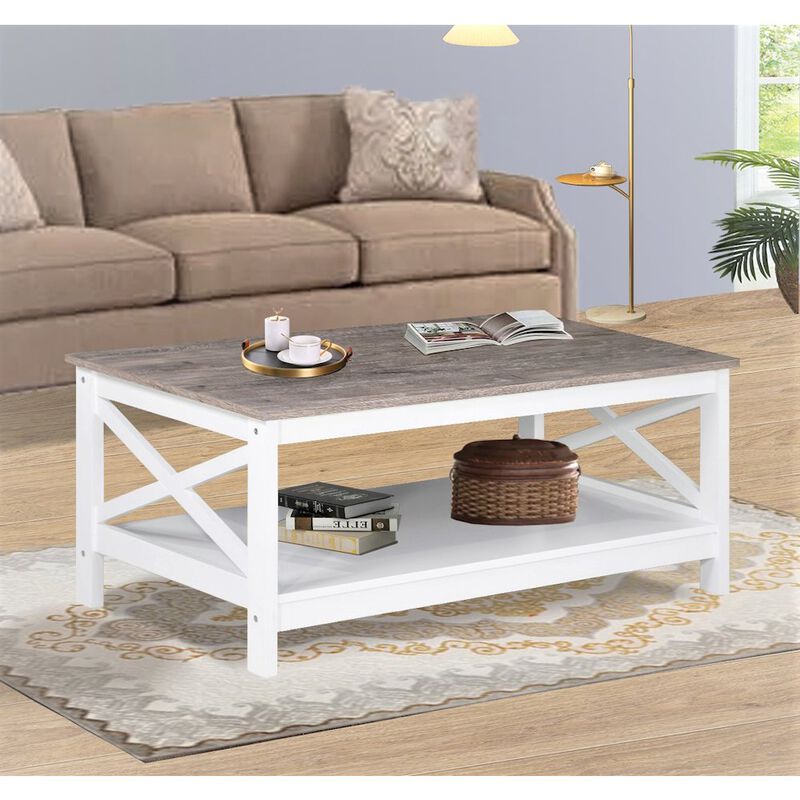 Saint Birch Lambert Modern Farmhouse White Coffee Table