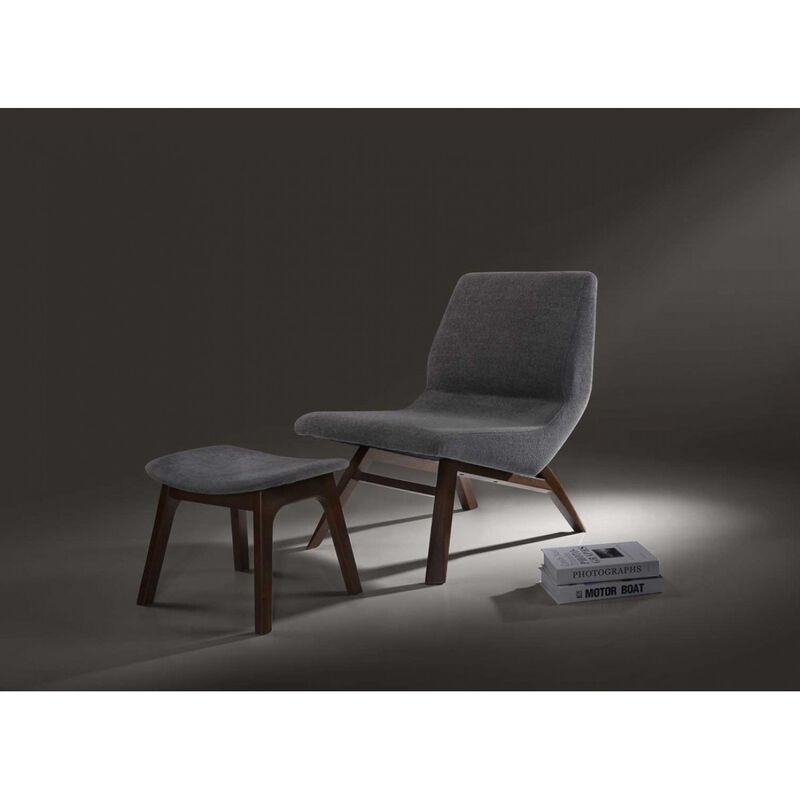 Whitney Modern Grey Walnut Accent Chair Ottoman