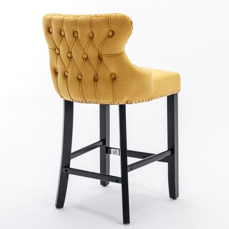 Streamdale Gold Velvet Wingback Bar Stools, Set of 2 image number 6