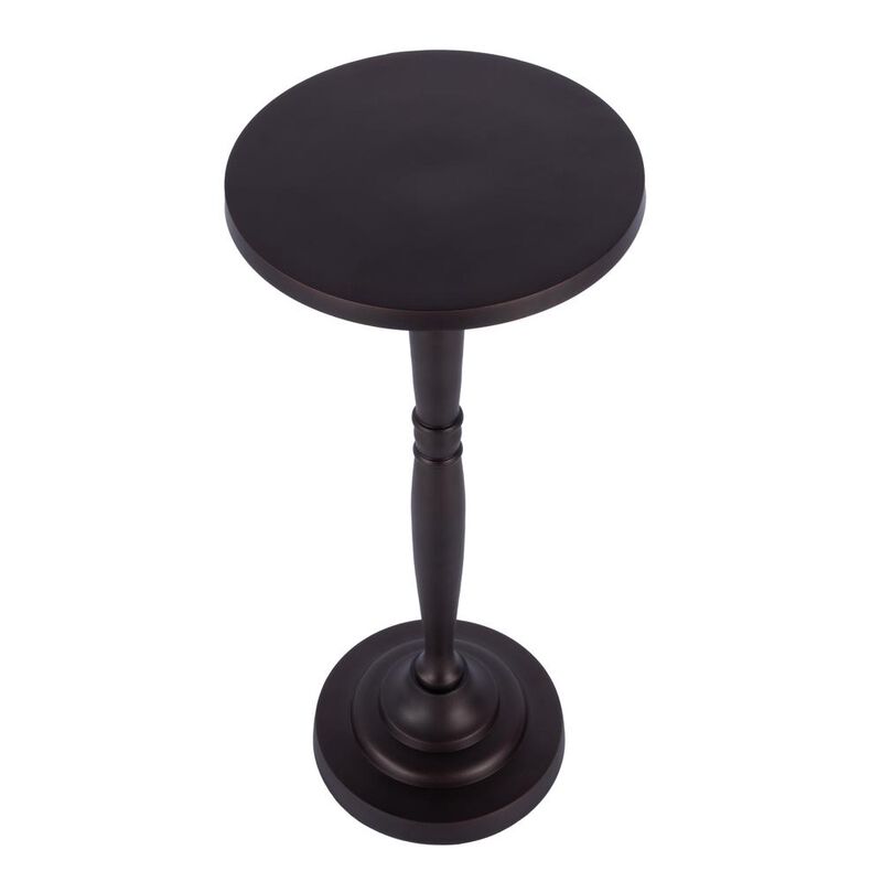 Butler Specialty Landon Outdoor Round Metal Pedestal Side Table, Bronze