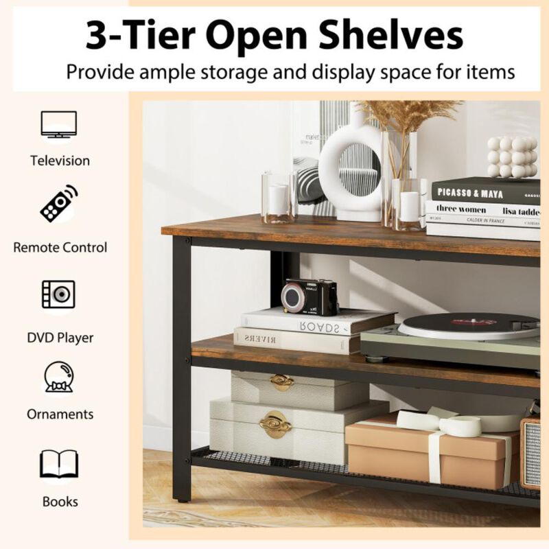 Hivvago Industrial TV Stand up to 50 Inches with Power Outlets and USB Ports