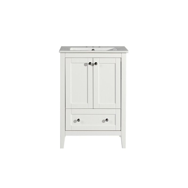 Cannes 24 in. White Bathroom Vanity with 3-Hole Ceramic Sink Top image number 0