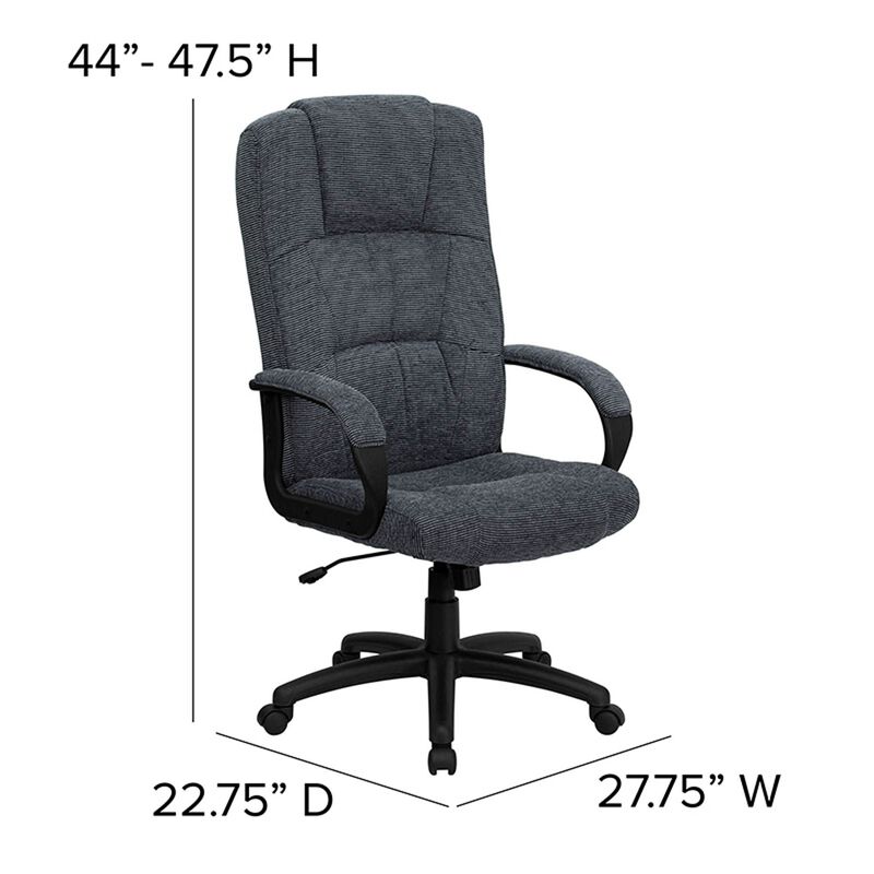 Rochelle High Back Gray Fabric Executive Swivel Office Chair with Arms image number 7