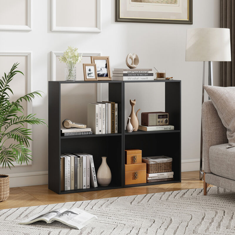 Set of 2 Freestanding 3-Tier Bookshelf for Home Storage image number 1
