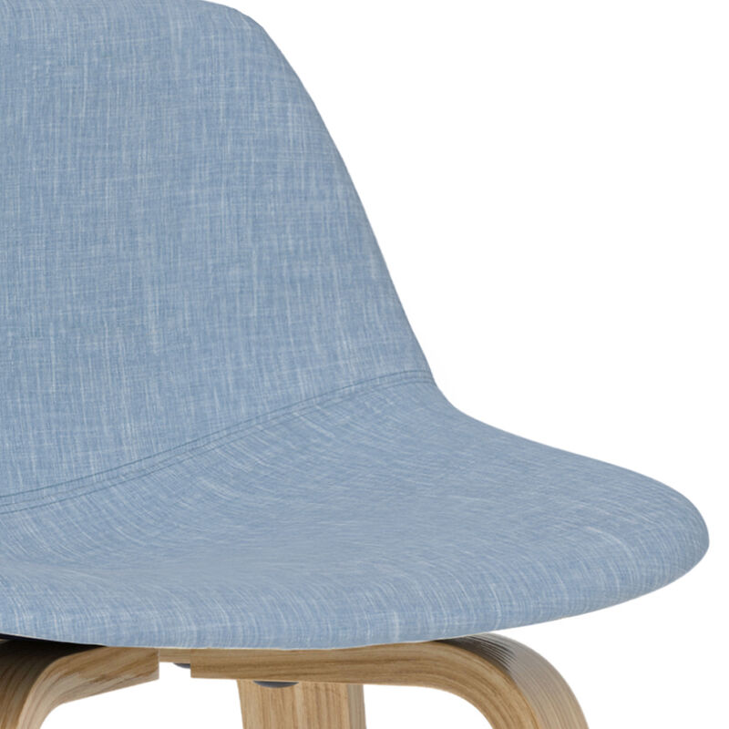 Randolph Mid-Century Modern 28 inch Bentwood Counter/ Bar Height Stool (Set of 2) with Light Wood in Denim Blue Polyester linen