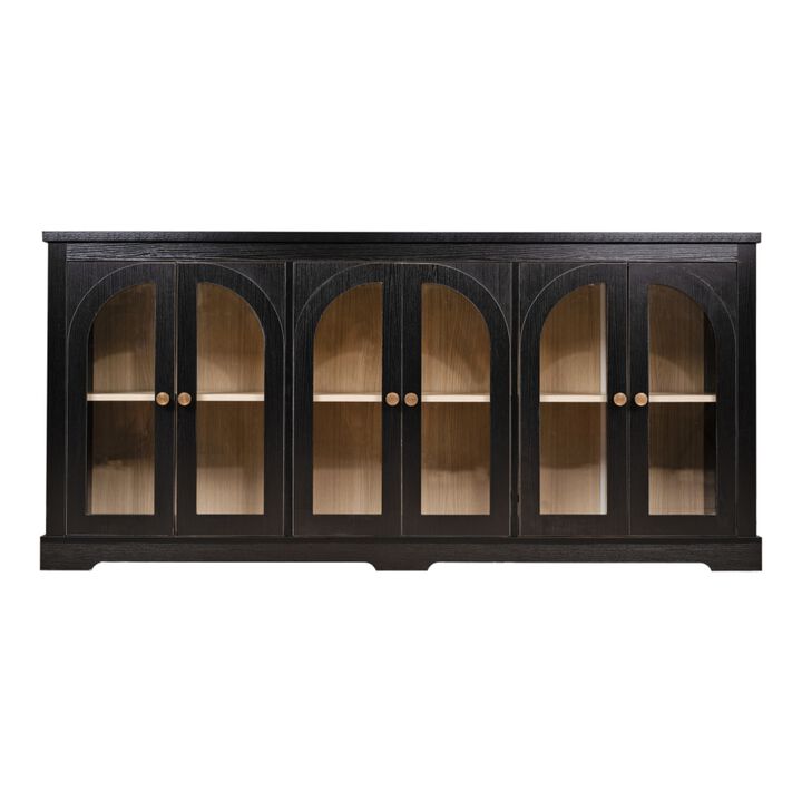 Fulbes  Farmhouse Arched Glass Door Sideboard Cabinet
