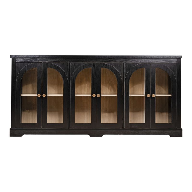 Fulbes  Farmhouse Arched Glass Door Sideboard Cabinet image number 0