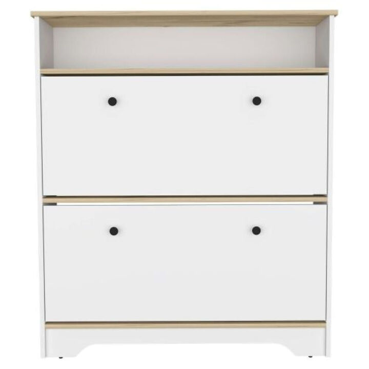 Shoe Rack Dublin, Bedroom, Light Oak / White