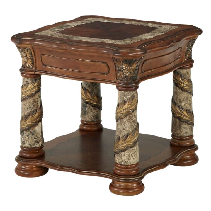 Starlight Canyon Home Classic Chestnut Finish Square End Table for Living Room &ndash; Solid Wood Design