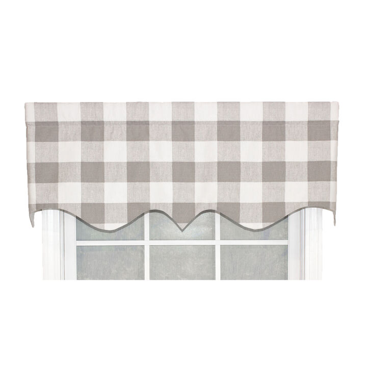 Grande Check Regal Style 3" Rod Pocket Valance 50" x 17" Taupe by RLF Home