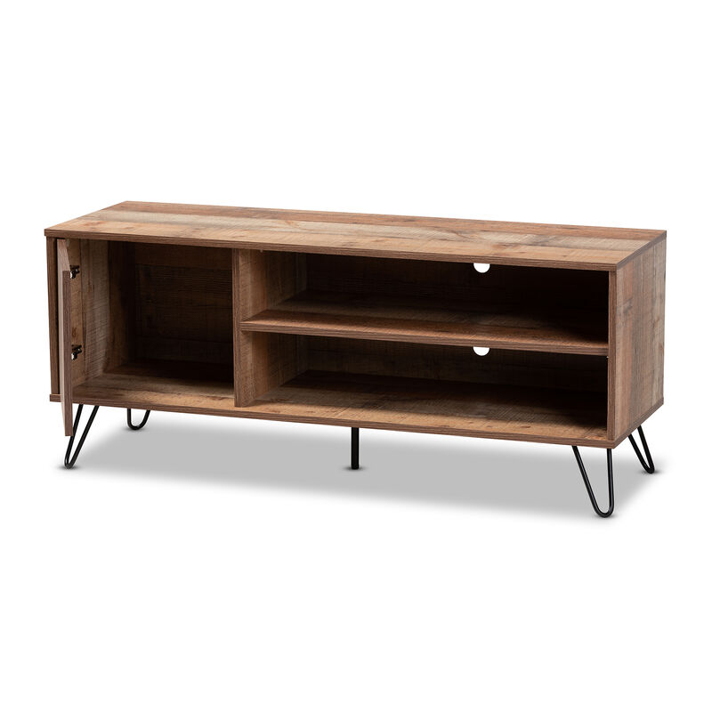 Baxton Studio Iver Modern and Contemporary Rustic Oak Finished 1 Door Wood TV Stand